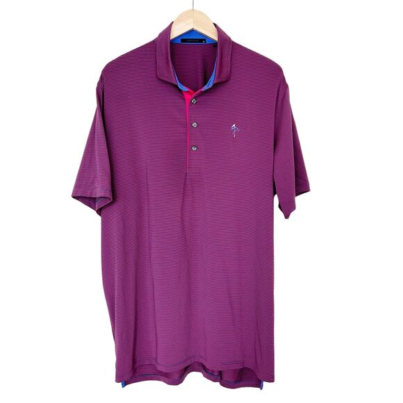 Greyson Red Blue Striped Short Sleeve Golf Polo Sz XL - Picture 1 of 6